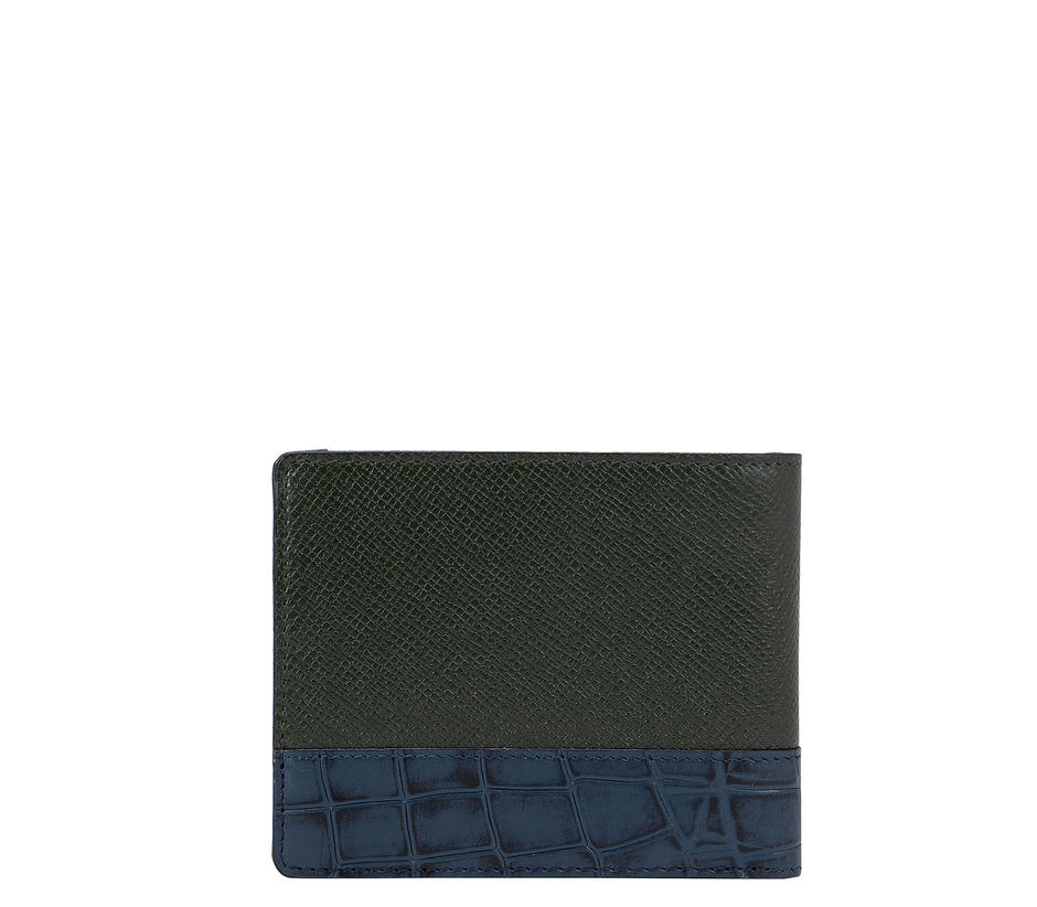 Green and Blue Franzy Men's Bifold Wallet With Flap